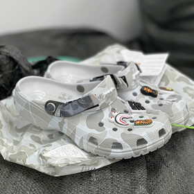 Dép Crocs Clog Classic x A Bathing Bape ABC Camo Grey