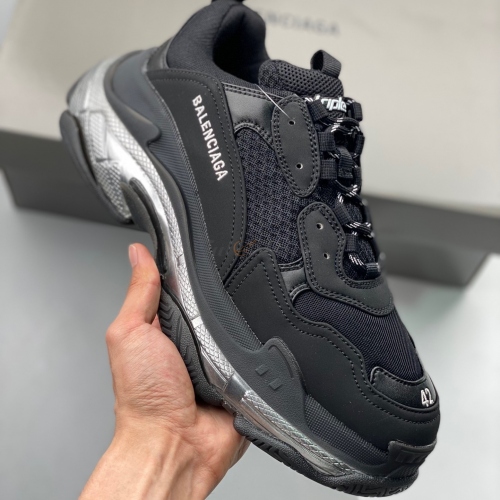 Balenciaga Triple S Black Clear Sole Silver Metallic