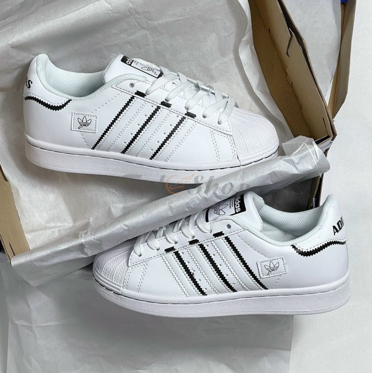 Adidas Superstar White Black Stick Logo