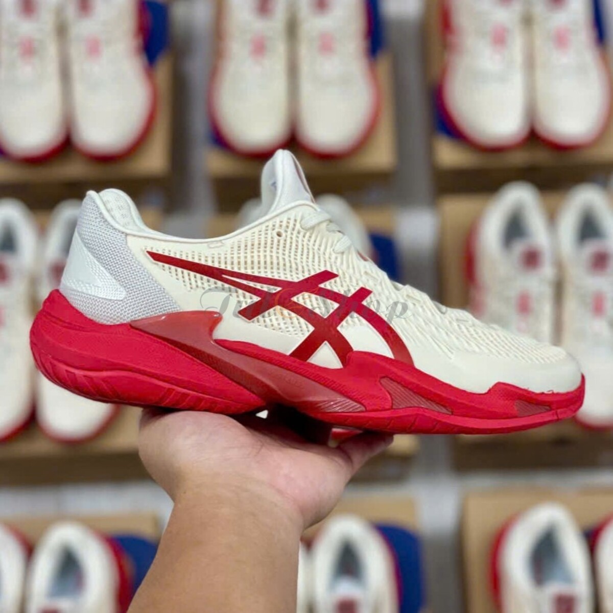 Asics Court FF 3 Cream/ Classic Red - Chính Hãng