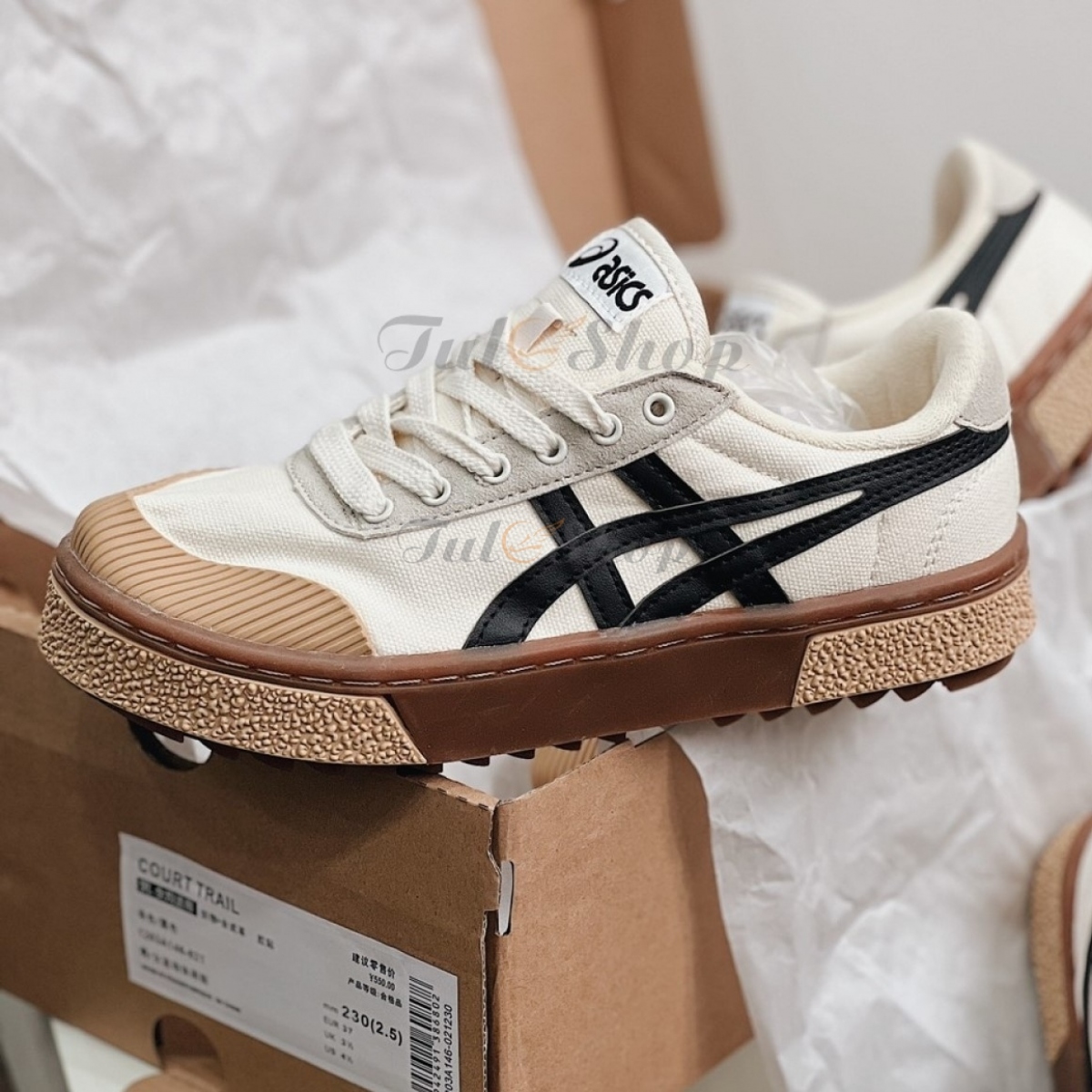Asics Court Mz White Black Brown