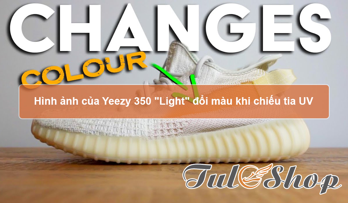 Hình ảnh của Yeezy 350 Light đổi màu khi chiếu tia UV