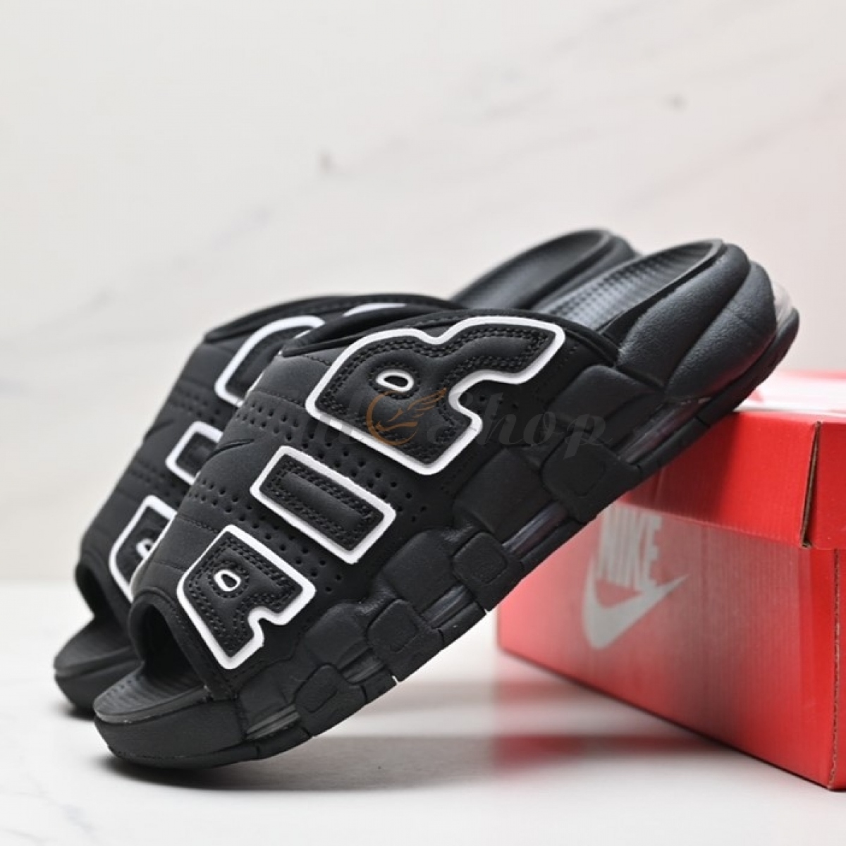 Nike Air More Uptempo Slide Black White