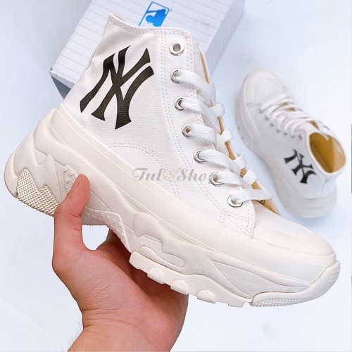 Giày Sneaker MLB New York Yankess black white chunky high Nam Nữ MLB đế  thô cao 6cm  Lazadavn