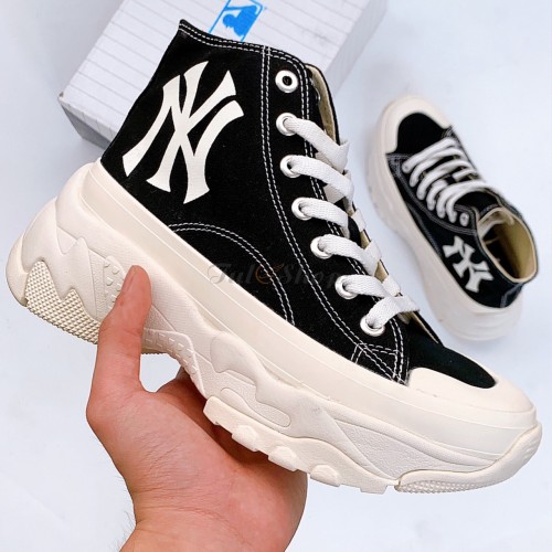 Giày MLB New York Yankees Black White Chunky High Top Siêu Cấp
