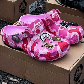 Dép Crocs Classic Clog x A Bathing Ape ABC ‘Camo Pink’