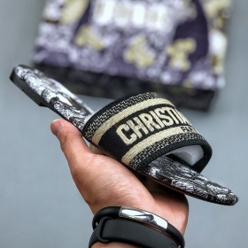 Dior Dway Slide Beige Pattern Black