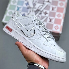 LV x Nike SB Dunk Low White Light Silver