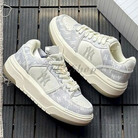 MLB Chunky Liner Denim Monogram White Grey