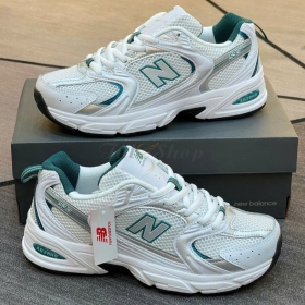 New Balance 530 White Silver Metallic Green