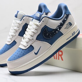 Nike Air Force 1 Unisex Flat Shoes Light Beige Blue