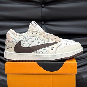 Nike Air Jordan 1 Low Travis Scott Beige Brown LV Phản Quang