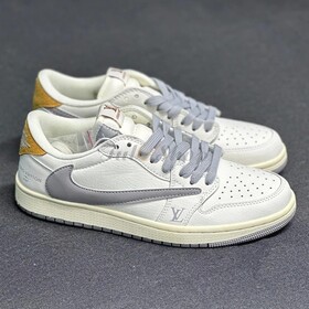 Nike Air Jordan 1 Low Travis Scott LV Of White Grey Brown
