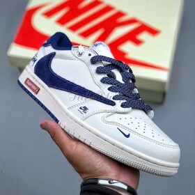 Nike Air Jordan 1 Low White Blue Stussy x Supreme