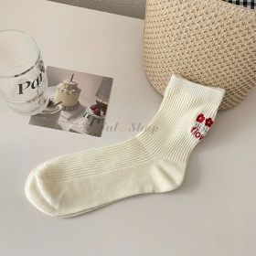 Vớ/ Tất Cổ Cao Thêu Hoa Gót